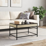 ZNTS Coffee Table with Infinity LED Sonoma Oak 70x50x41 cm 847683