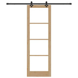 Sliding Door Natural 78 x 232 cm Solid Pine Wood and Glass 3332303