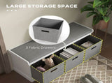 Three-Drawer Shoe Storage Bench, with Padded Top Seat - White T3398P328295