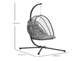 Outdoor PE Rattan Swing Chair with Foldable Basket and Cushion, Garden Patio Hanging Egg Chair with T3398P325254