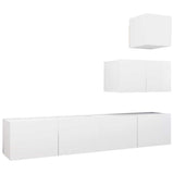 4 Piece TV Cabinet Set White Engineered Wood 3078735