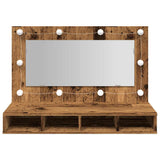 Mirror Cabinet with LED Old Wood 90x31.5x62 cm 857005