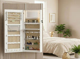 LED Mirror Jewellery Cabinet, Wall Mounted Full Length Mirror with Storage, Lockable Jewellery T3398P551781