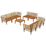 9 pcs Solid Acacia Wood & Rope Natural 3407778