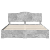 Bed Frame Concrete Grey 200 x 200 cm Engineered Wood 3413565