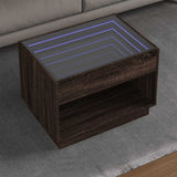 Coffee Table with Infinity LED Brown Oak 70x50x50 cm 847664