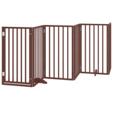 Dog Gate with Door Foldable 9 Panels Brown 450 cm Poplar Wood 3155550