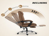 155&deg Reclining Faux Leather Swivel Office Chair - Brown T3398P424998