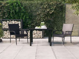 Garden Dining Set Black PE rattan, powder-coated steel, glass 3099377