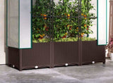 Raised Garden Bed with Trellis, Plastic Planter Box with PE Cover, Drainage Holes, Drain Plugs and T3398P317592