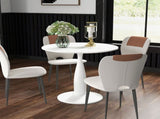 Round Table, Modern Room Table with Steel Base, Non-slip Foot Pad, Space Saving Small T3398P343130