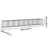 Gabion Basket with Cover 800x100x100 cm Galvanised Iron 3295204