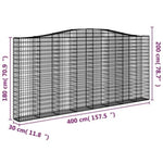 Arched Gabion Basket 400x30x180/200 cm Galvanised Iron 153409