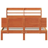 Bed Frame with Shelf 2 pcs Wax Brown Solid Pine Wood 3422762
