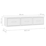 ZNTS Wall-mounted Drawer Shelf White 88x26x18.5 cm Engineered Wood 800594