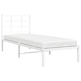Metal Bed Frame without Mattress with Headboard White 80x200cm 355601