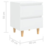 Bed Cabinets & Pinewood Legs 2 pcs High Gloss White 40x35x50cm 805864