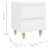 Bed Cabinets & Pinewood Legs 2 pcs High Gloss White 40x35x50cm 805864