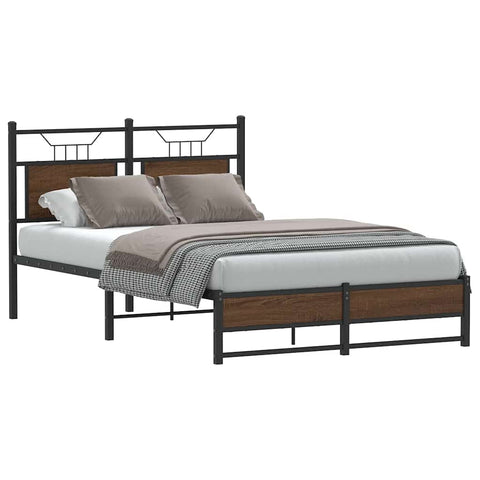 Bed Frame without Mattress Brown Oak 120x190 cm Small Double Engineered Wood 4107013
