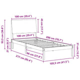 Bed frame Brown and light grey 100 x 200 cm Solid pine wood 878769