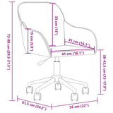 Office Chair with Wheel Light Grey 56 x 61.5 x 72 cm Velvet 42025222