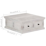 Coffee Table White Solid Mango Wood 70 cm x 70 cm x 30 cm 249872