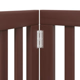 Dog Gate with Door Foldable 6 Panels Brown 300 cm Poplar Wood 352263