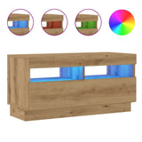 TV Cabinet with LED Lights Artisian Oak 80x35x40 cm Engineered Wood 856358