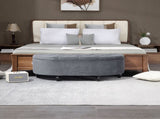 Velvet-Feel Half Circle Storage Ottoman - Dark Grey T3398P328272