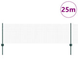 Welded Wire Fence with Posts 25 x 0.6 m PVC-Coated Steel Green 3336474