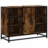 Bathroom Sink Cabinet Smoked Oak 80x33x60 cm Engineered Wood 849291