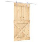 Sliding Door Natural and White 100 x 210 cm Solid Pine Wood 3444968