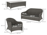 Four-Piece Rattan Sofa Set, with Glass-Top Table - Light Grey T3398P318592
