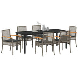Garden Dining Set with Cushion 7 pcs Grey and Black Rattan 3380825