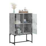 Side Cabinet with Glass Doors Concrete Grey 69x37x100 cm 836549