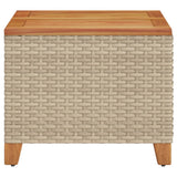 Garden Table Beige 45x45x37 cm Poly Rattan Acacia Wood 366327