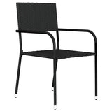 Garden Dining Set Black Powder-coated steel, PE rattan, glass 80 cm 3099577