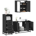 ZNTS 3 Piece Bathroom Furniture Set Black Engineered Wood 3301010