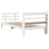 Bed Frame White Solid pine wood, Plywood Small Single Modern 3306838