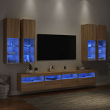 7 Piece TV Wall Cabinet Set with LED Lights Sonoma Oak 3216773
