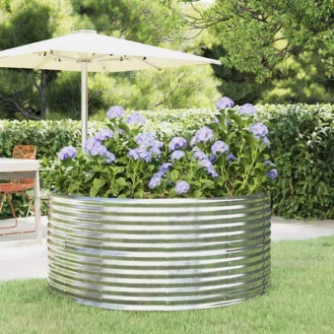 Garden Raised Bed Silver 140x140x68 cm Galvanised Steel 319092