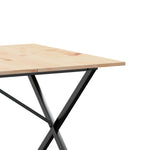 ZNTS Dining Table X-Frame 200x100x75 cm Solid Wood Pine and Steel 3282701