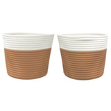 Storage Baskets 2 pcs Brown and White 24x18 cm Cotton 358454