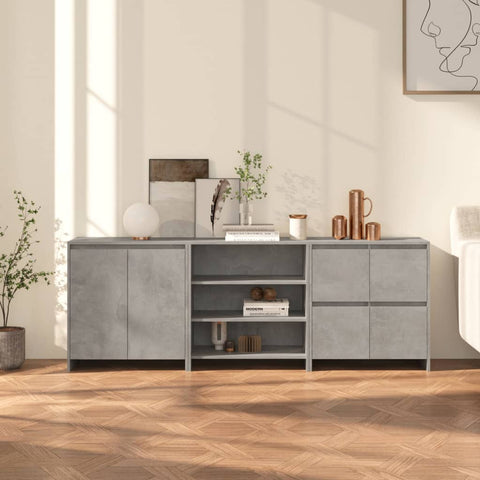 3 Piece Sideboard Concrete Grey Engineered Wood 3098076