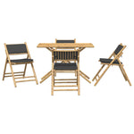 ZNTS 5 Piece Folding Bistro set with Dark Grey Cushions Bamboo 3208936