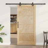 Sliding Door Natural and Black 93 x 202 cm Solid Pine Wood 3333542