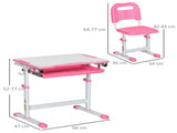 Kids Desk and Chair Set, Student Adjustable Writing Desk, with Drawer, Pen Slot, Hook - Pink T3398P379039
