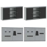 Work Bench Set with Shelf with Storage 8 pcs Grey Steel 3321502