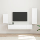 TV Cabinet Set 4 pcs High Gloss White Engineered Wood 3409010
