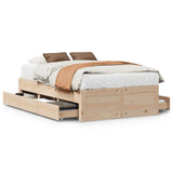Bed Frame without Mattress with Drawers 135x190 cm Double Solid Wood Pine 3308819